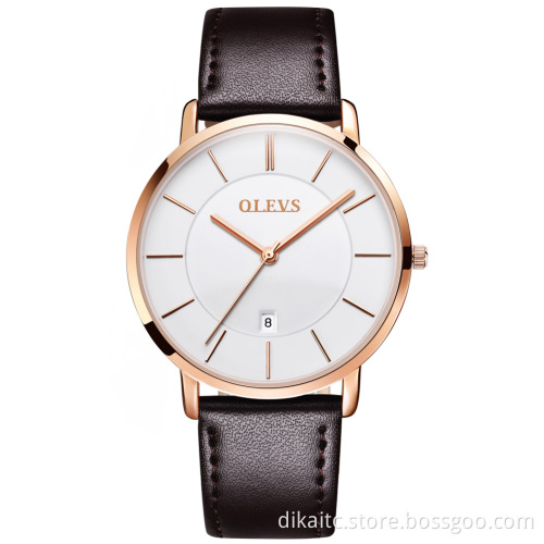 2021 Cheap OLEVS Men Quartz Luxury Minimalist Watches Week And Date Chronograph Sports Watch Leather Strap Men's Watch For Men